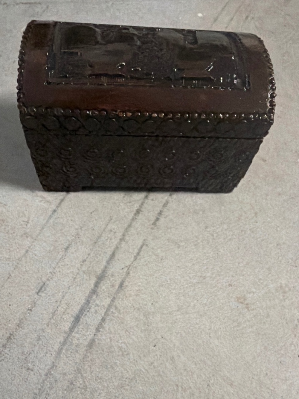 Hand carved wooden trinket Box